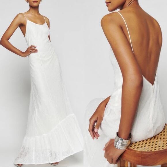 Reformation Shae Lace Bridal Wedding White Maxi Dress Size 12 - Picture 2 of 12
